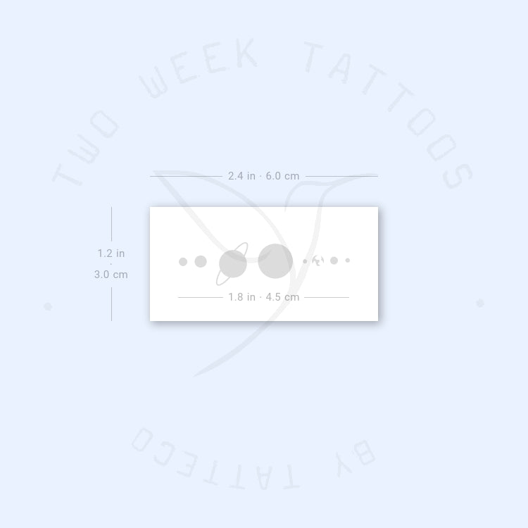 Tatuaje semipermanente minimalista del sistema solar (juego de 2)