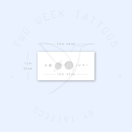 Tatuaje semipermanente minimalista del sistema solar (juego de 2)