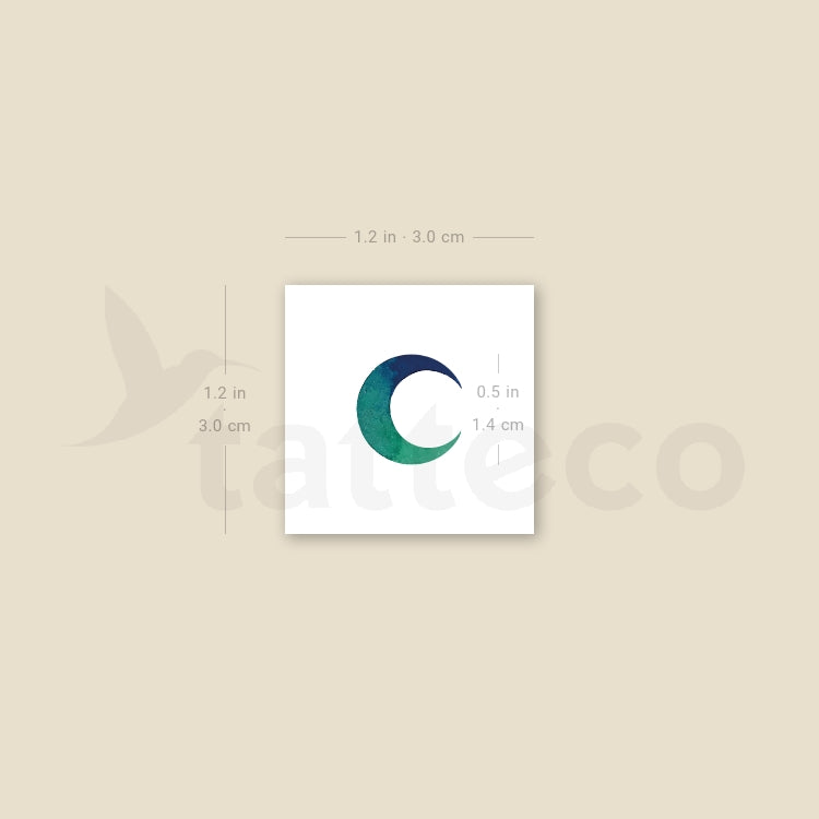 Green Crescent Moon Temporary Tattoo - Set of 3