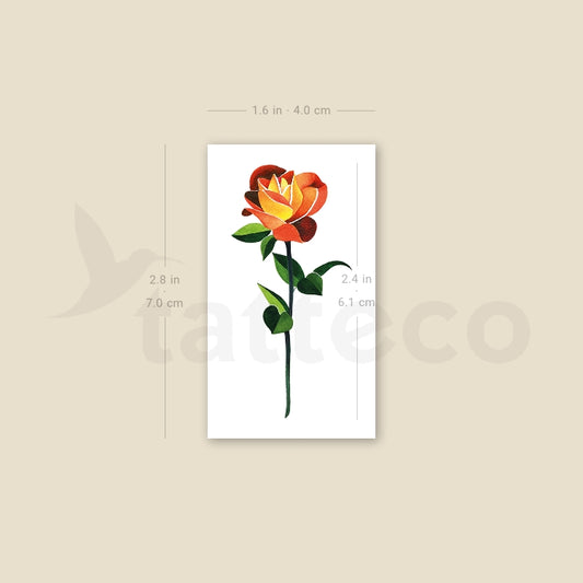 Tatuaje temporal de rosa naranja de Zihee (juego de 3)