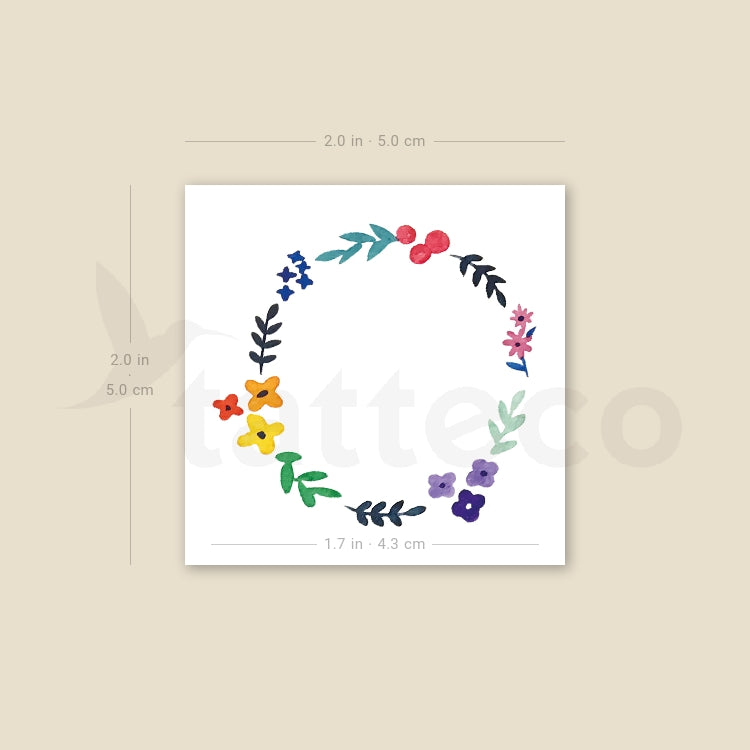 Flower Wreath Temporary Tattoo by Zihee - Set of 3