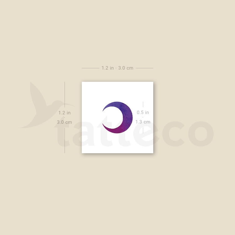 Purple Crescent Moon Temporary Tattoo - Set of 3