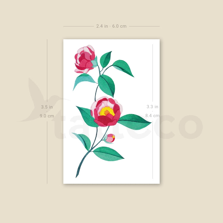 Pink Peony Temporary Tattoo by Zihee - Set of 3