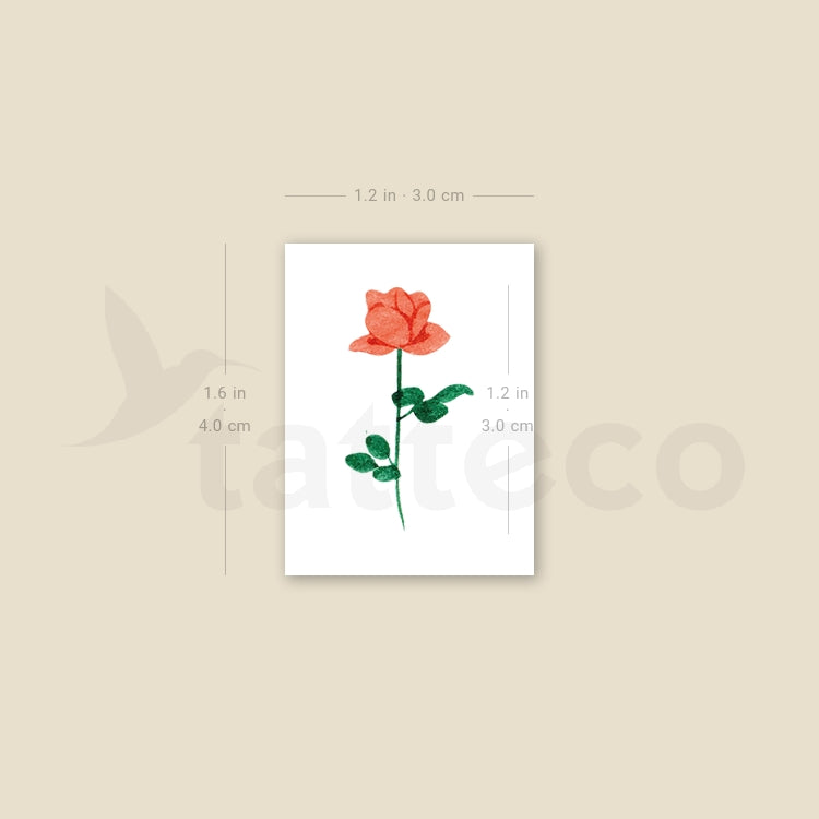 Small Orange Rose Temporary Tattoo by Zihee - Set of 3