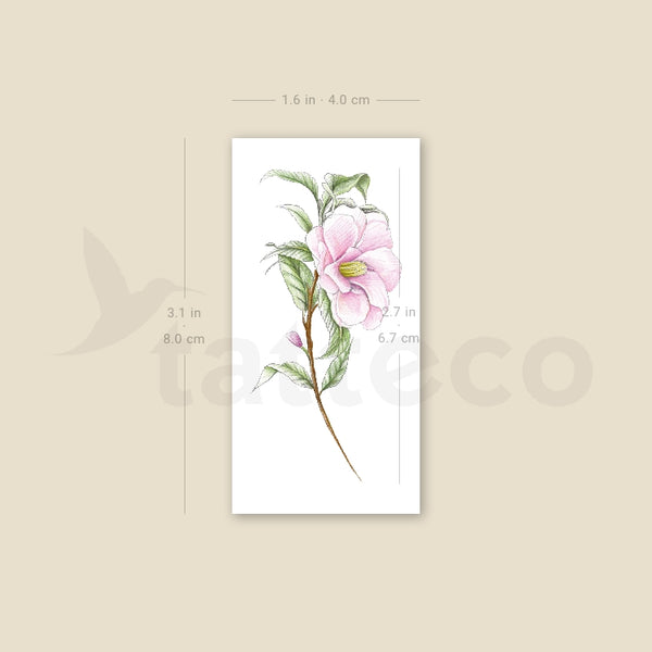 Illustrative Camellia Temporary Tattoo - Set of 3