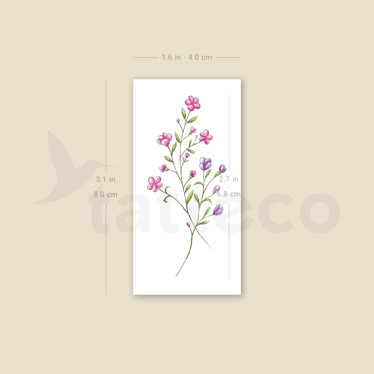 Illustrative Gypsophila Temporary Tattoo - Set of 3