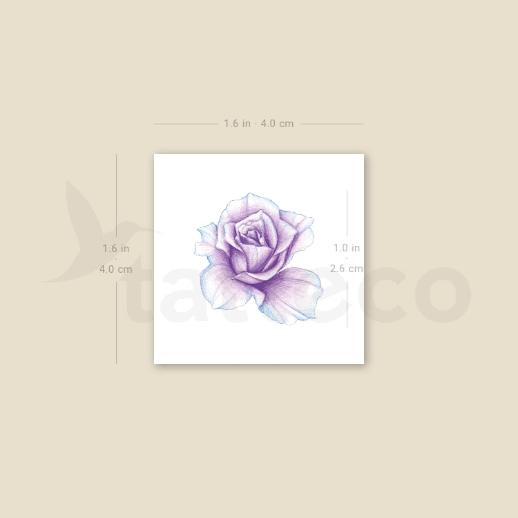 Illustrative Purple Rose Head Temporary Tattoo - Set of 3