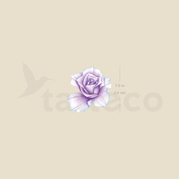Illustrative Purple Rose Head Temporary Tattoo - Set of 3