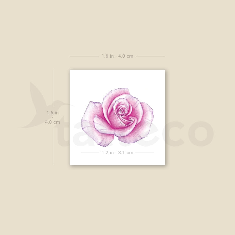Tatuaje temporal ilustrativo de cabeza de rosa rosa - Juego de 3