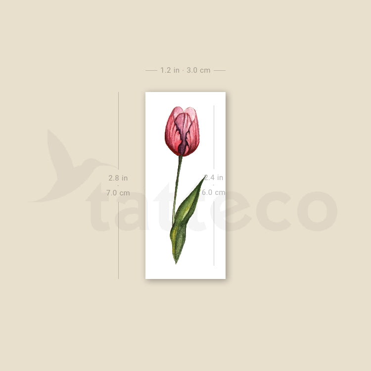 Tatuaje temporal de tulipán en acuarela (juego de 3)