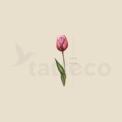 Watercolor Tulip Temporary Tattoo - Set of 3