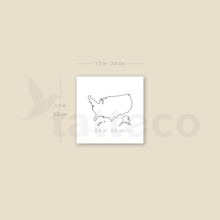 Fine Line USA Map Temporary Tattoo - Set of 3