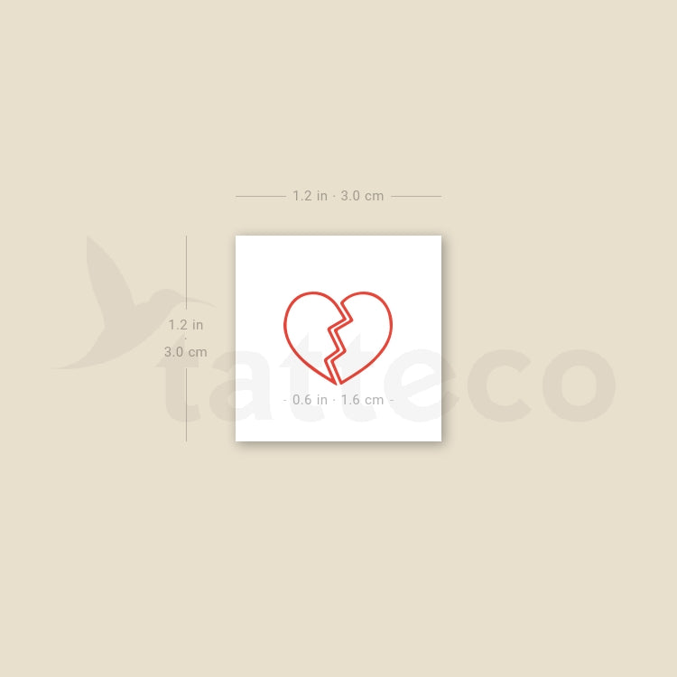 Red Broken Heart Temporary Tattoo - Set of 3