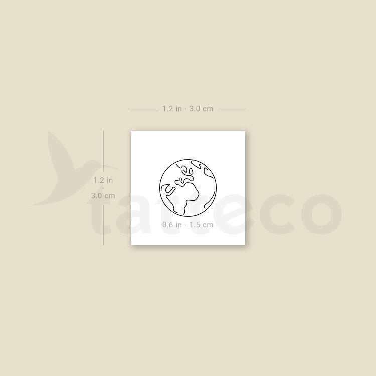 Tatuaje temporal pequeño del planeta Tierra (juego de 3)