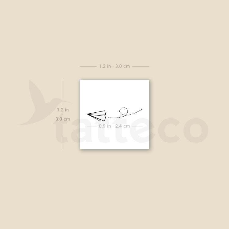 Tatuaje temporal de avión de papel pequeño (juego de 3)