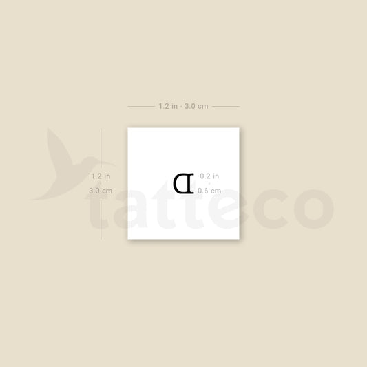 D Uppercase Typewriter Letter Temporary Tattoo - Set of 3