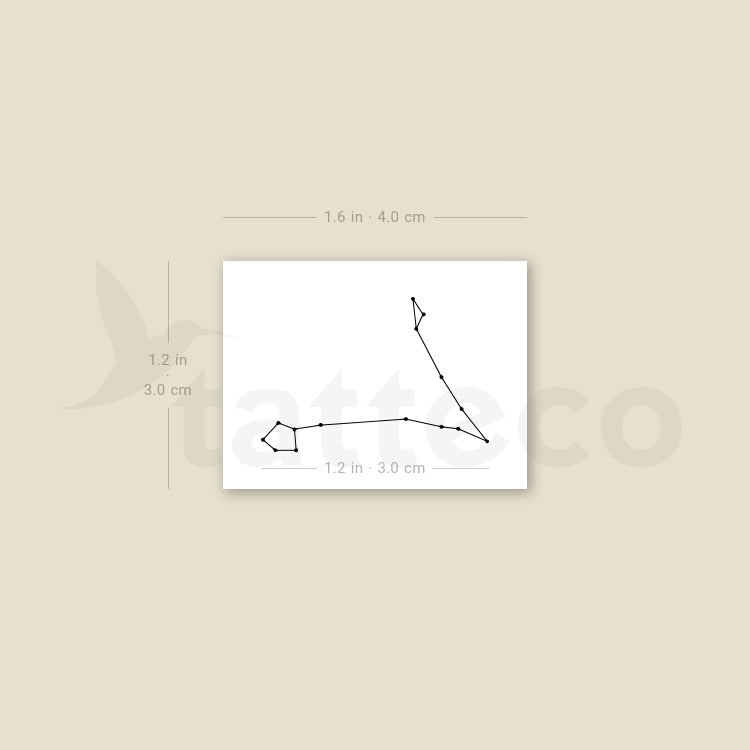 Tatuaje temporal pequeño de la constelación de Piscis (juego de 3)