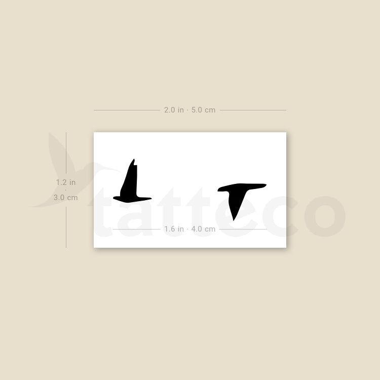 Flying Bird Couple Temporary Tattoo - Set of 3