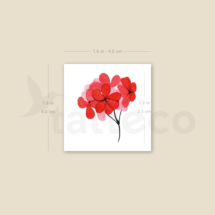 Tatuaje temporal de hortensia roja de Zihee (juego de 3)