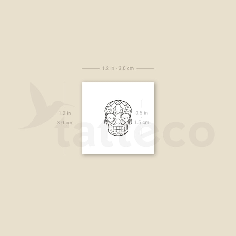Tatuaje temporal de calavera de azúcar de línea fina (juego de 3)