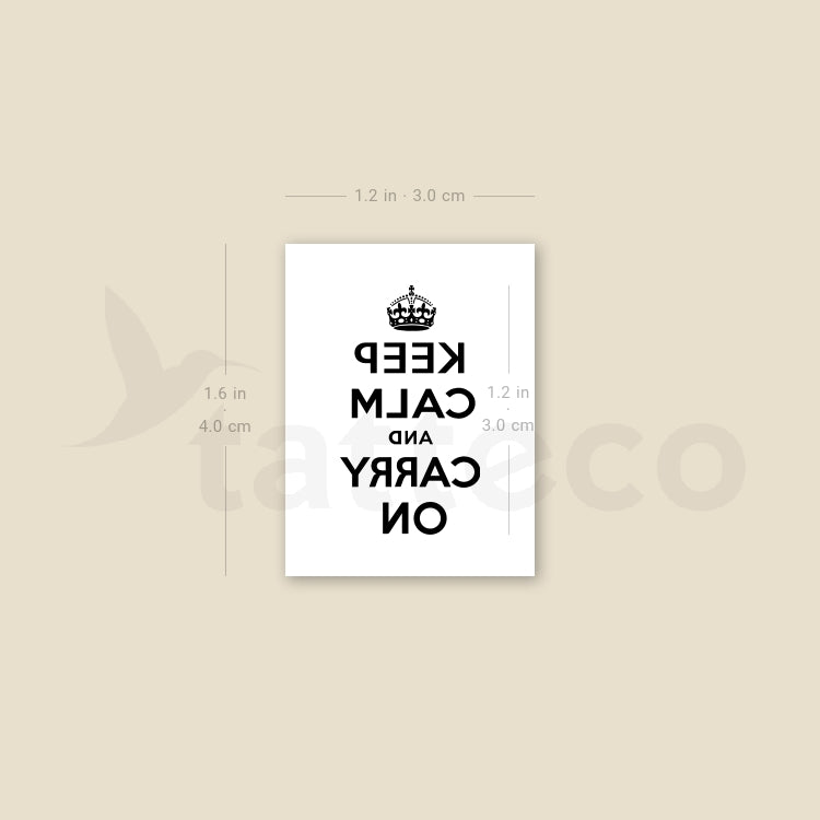 Keep Calm And Carry On Temporary Tattoo - Set of 3