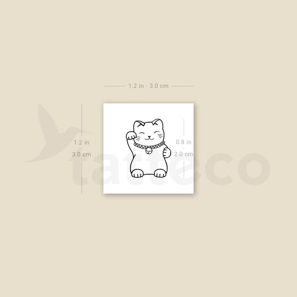Maneki-neko Cat Temporary Tattoo - Set of 3