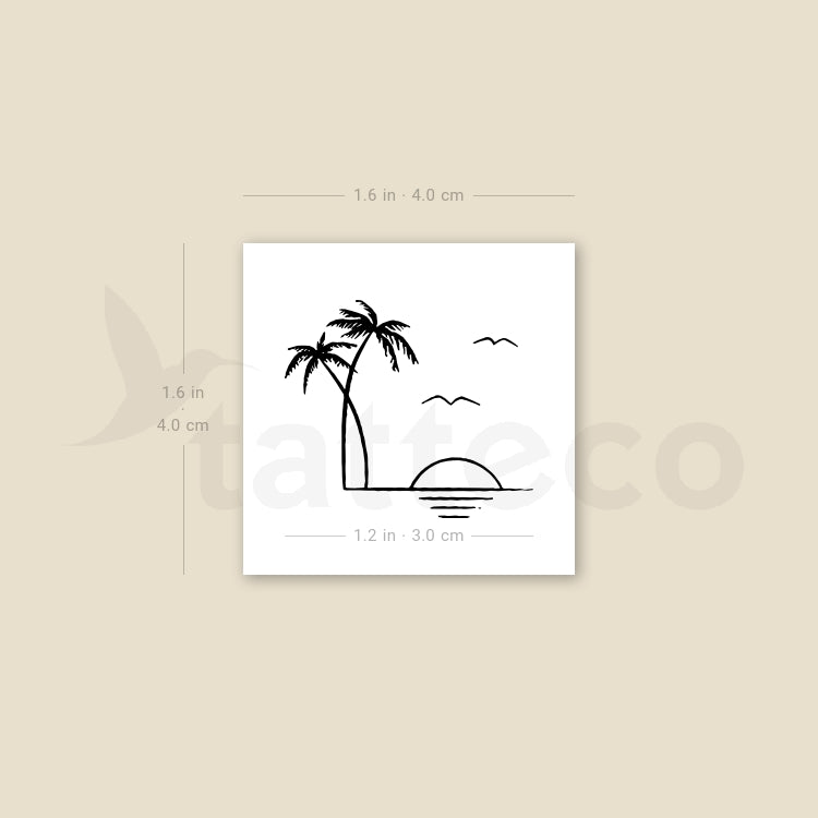 Tropical Sunset Temporary Tattoo - Set of 3