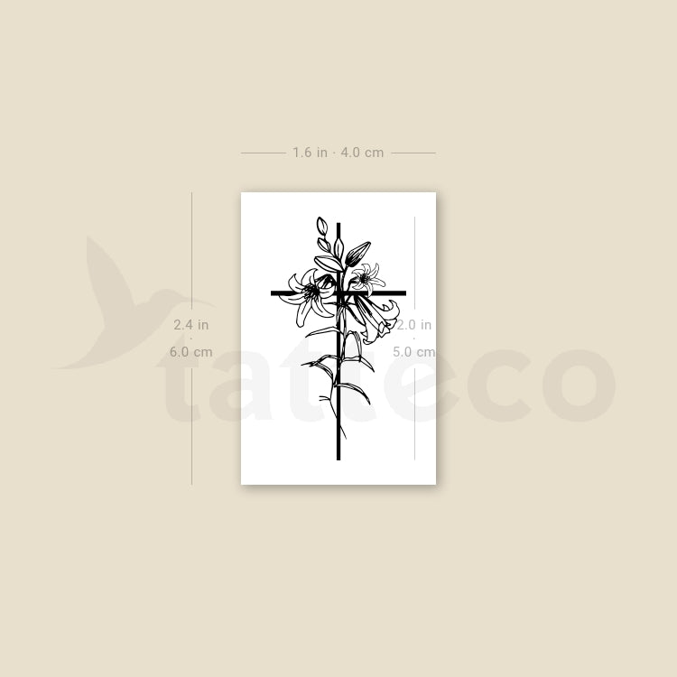 Tatuaje temporal de cruz de flores - Juego de 3