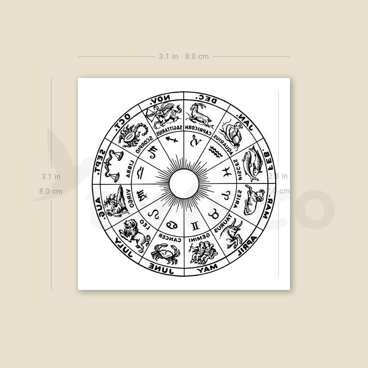 Zodiac Cross Temporary Tattoo - Set of 3