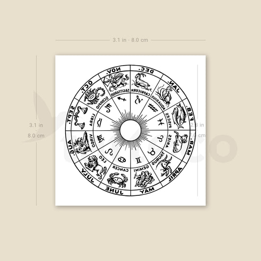 Tatuaje temporal de la cruz del zodiaco - Juego de 3