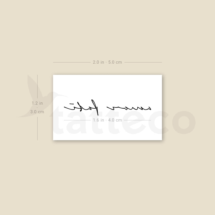 Tatuaje temporal "Amor Fati" con fuente manuscrita - Juego de 3