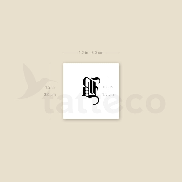 Gothic B Letter Temporary Tattoo - Set of 3