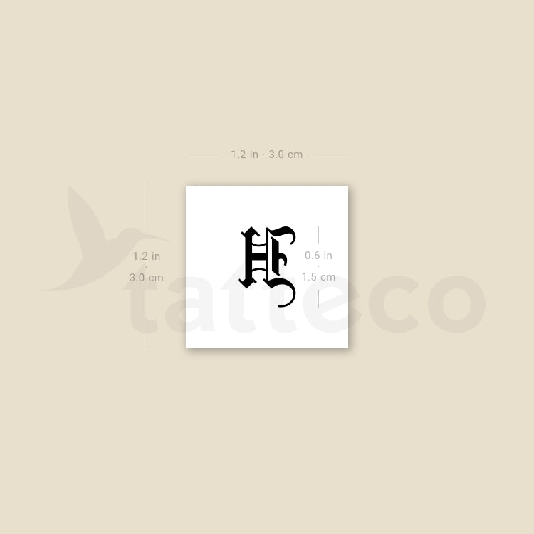 Gothic H Letter Temporary Tattoo - Set of 3