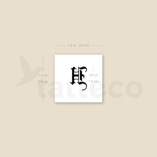 Gothic H Letter Temporary Tattoo - Set of 3
