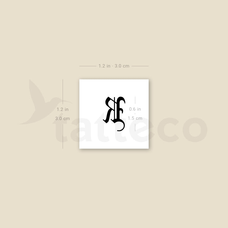 Gothic R Letter Temporary Tattoo - Set of 3
