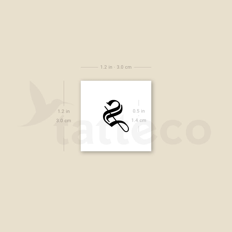 Gothic S Letter Temporary Tattoo - Set of 3