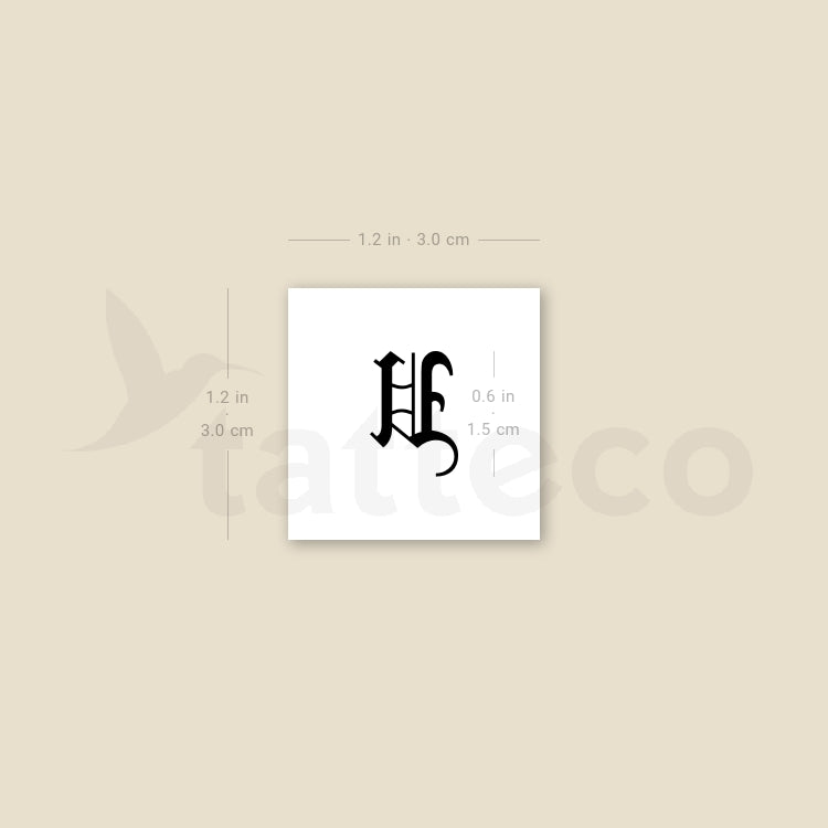 Gothic U Letter Temporary Tattoo - Set of 3