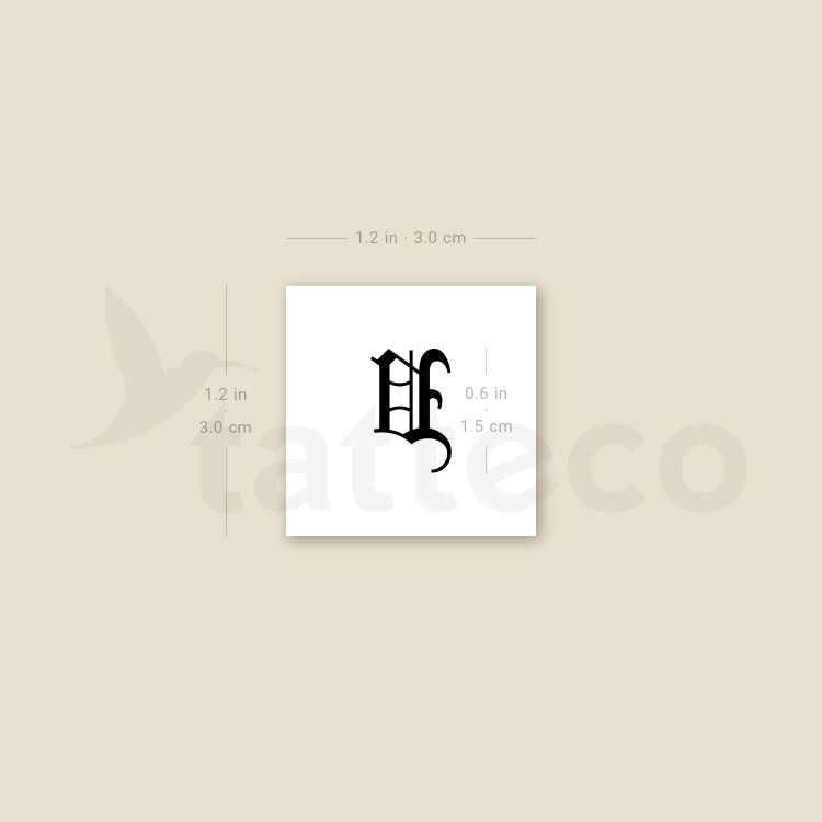 Gothic V Letter Temporary Tattoo - Set of 3