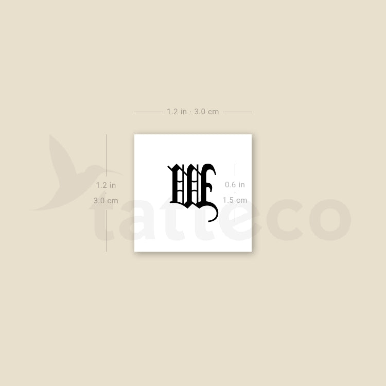 Gothic W Letter Temporary Tattoo - Set of 3