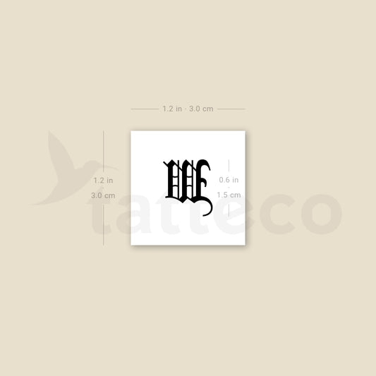 Gothic W Letter Temporary Tattoo - Set of 3