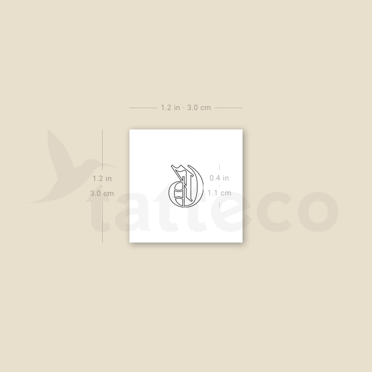 Old English G Letter Temporary Tattoo - Set of 3