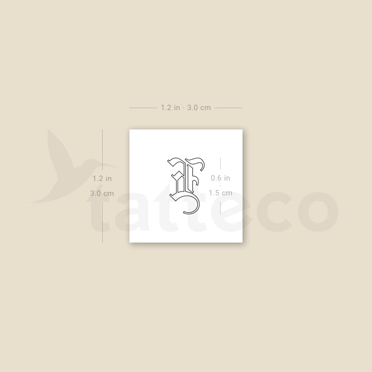 Old English E Letter Temporary Tattoo - Set of 3