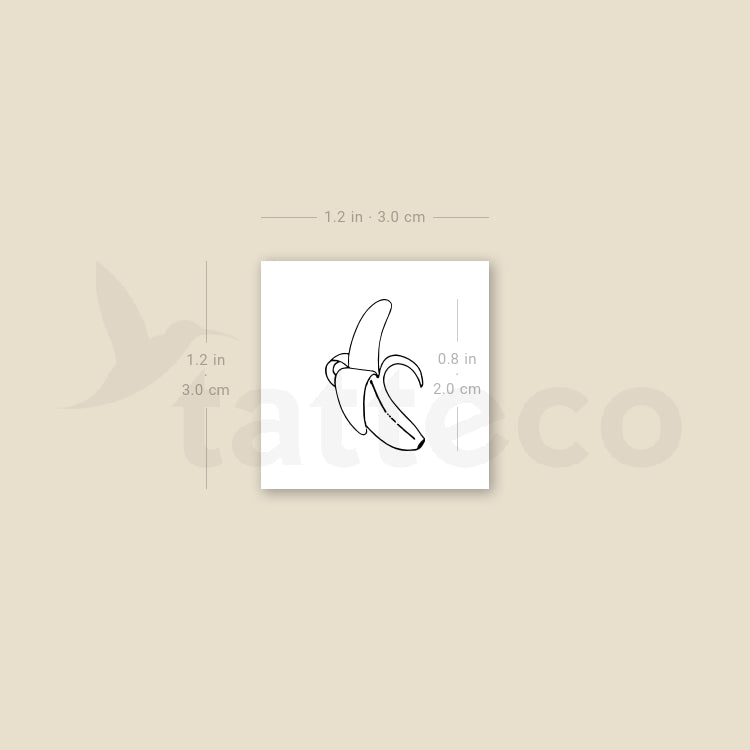 Fine Line Banana Temporary Tattoo - Set of 3