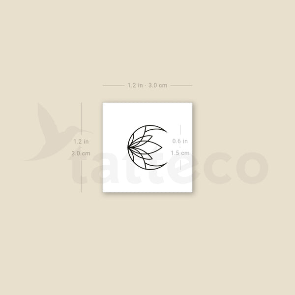 Lotus Flower Crescent Moon Temporary Tattoo - Set of 3