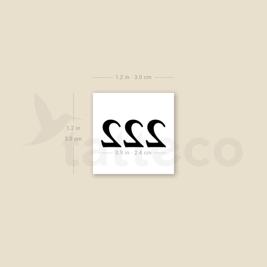 222 Angel Number Temporary Tattoo - Set of 3
