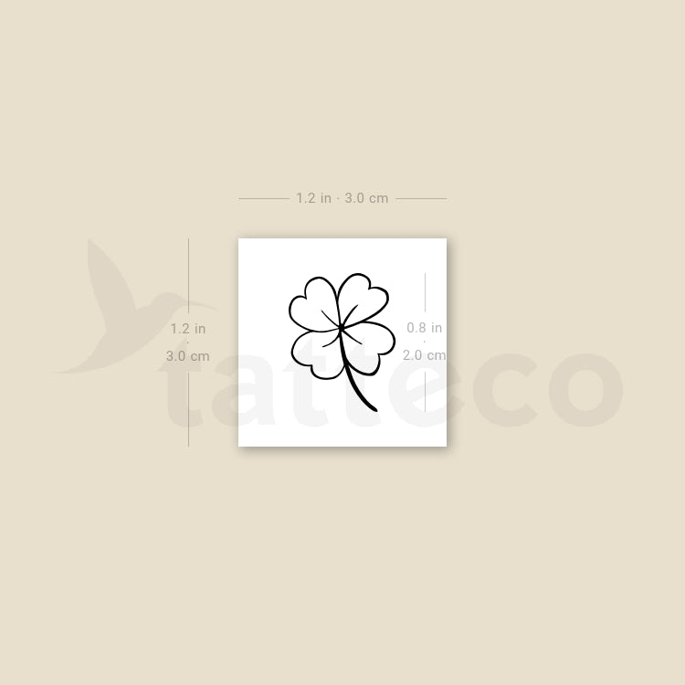Fine Line Four Leaf Clover Temporary Tattoo - Set of 3