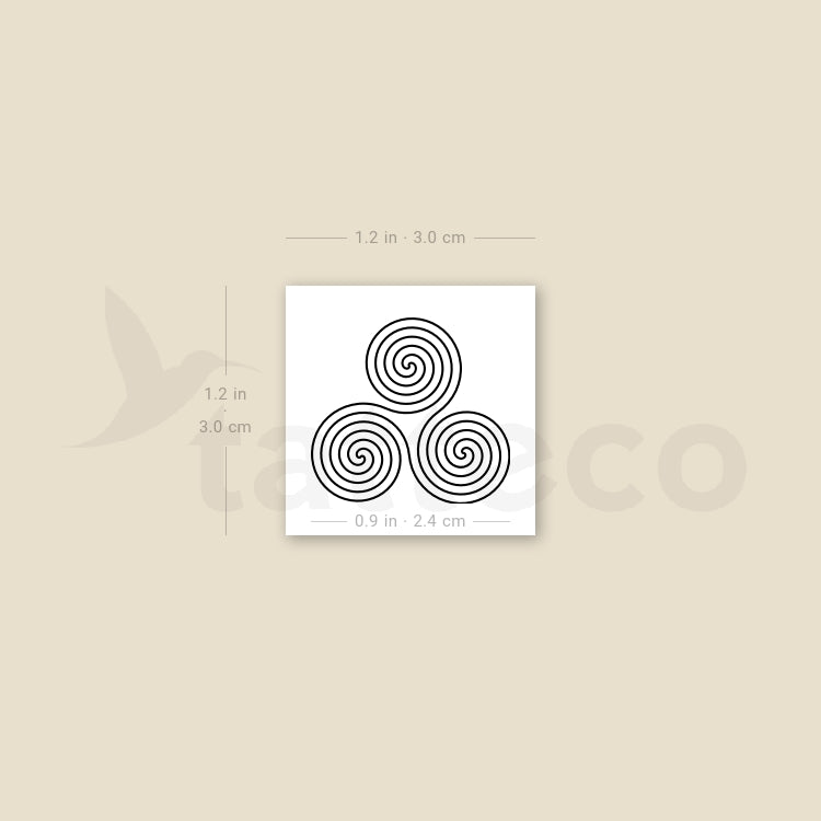 Triple Spiral Symbol Temporary Tattoo - Set of 3