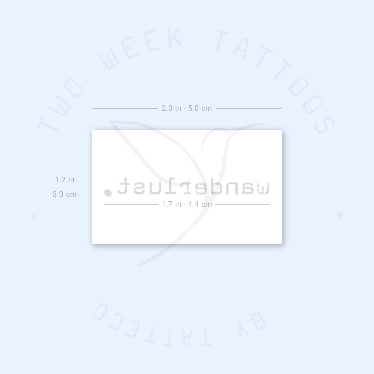 Tatuaje semipermanente Wanderlust con fuente de máquina de escribir (juego de 2)