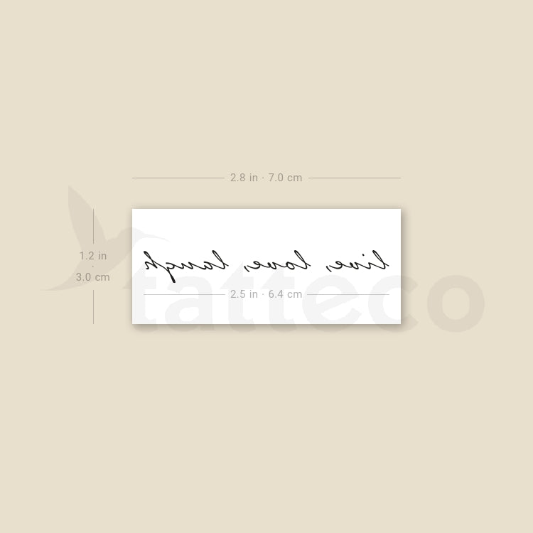 Tatuaje temporal "Vive, ama, ríe" - Juego de 3