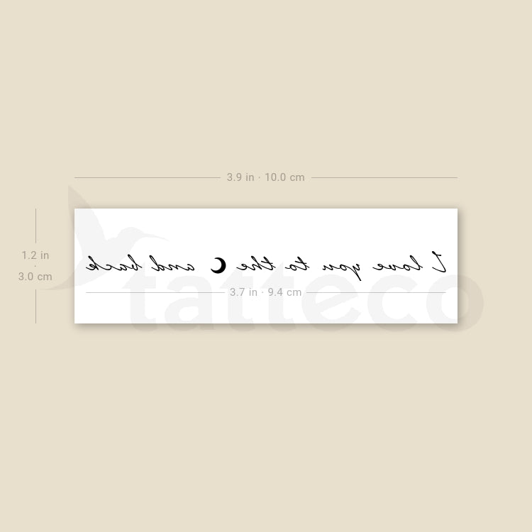 Tatuaje temporal "Te amo hasta la luna y más allá" - Juego de 3
